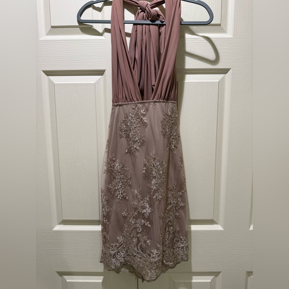 Elegant Mauve Evening Dress